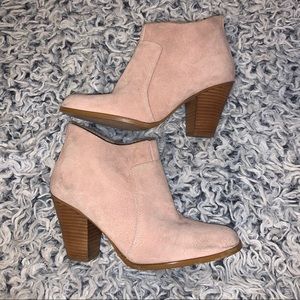 Maiden Lane Peach Suede Booties!